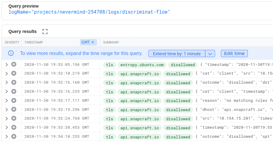 StackDriver DiscrimiNAT flow log