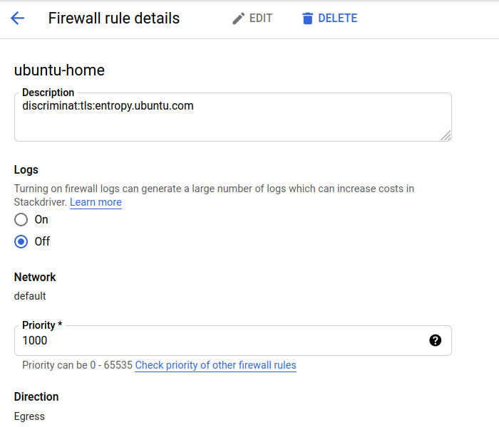 GCP Firewall Rule Details